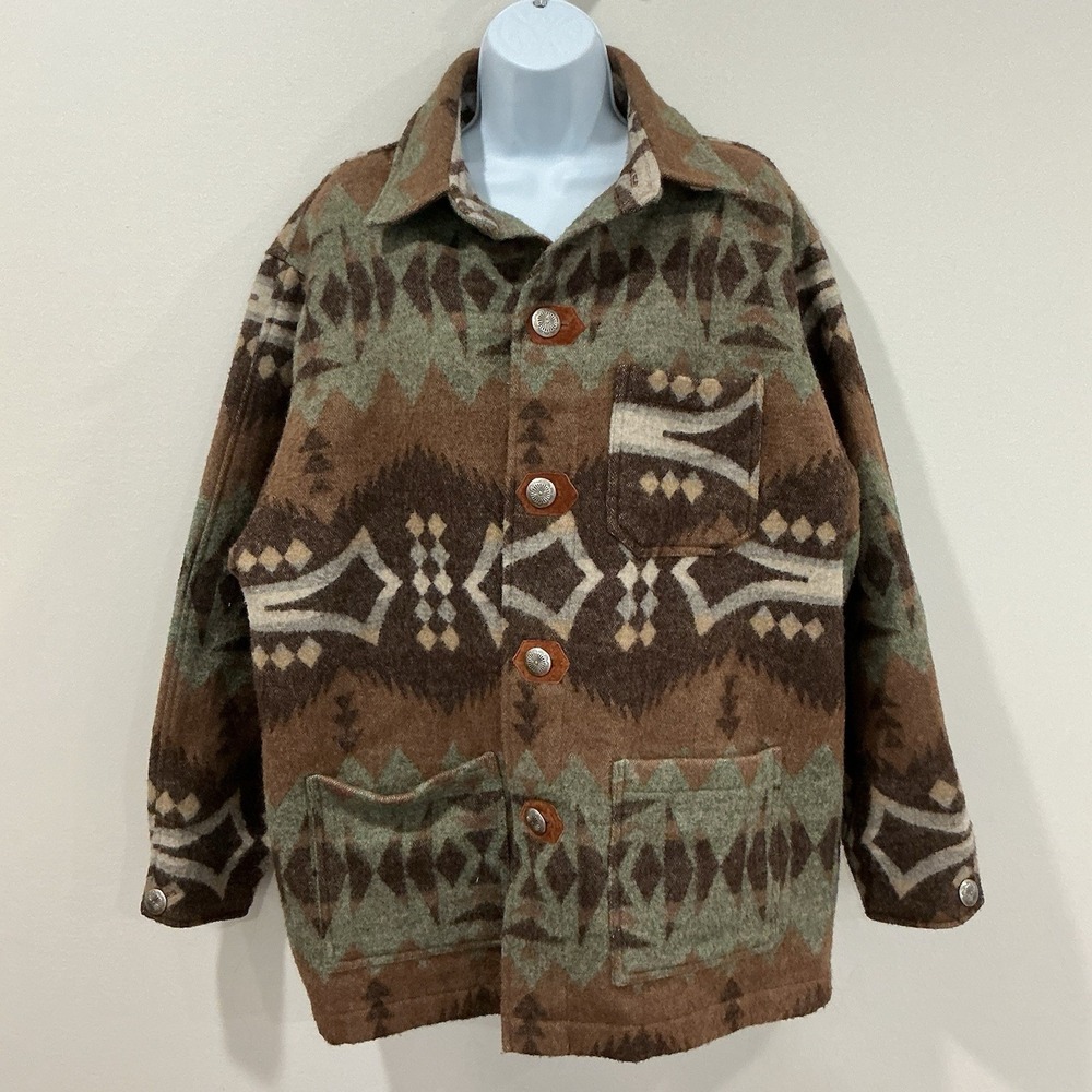 VTG Tasha Polizzi Men's Wool Jacket Western Aztec Size S USA Rodeo southwestern